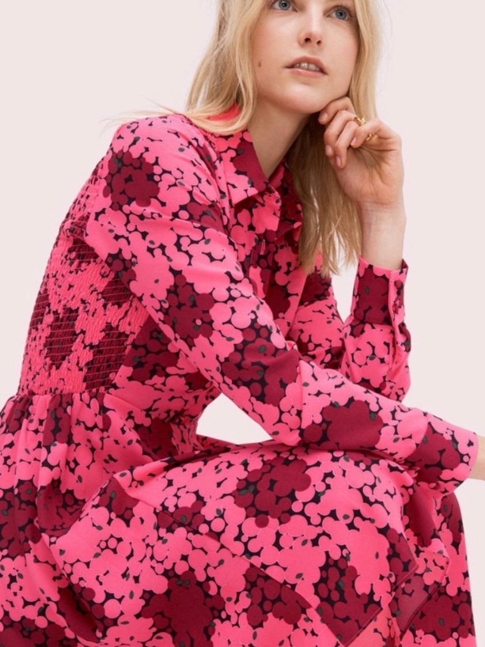 Kate Spade NWOT New York Bubble Dot Smocked Dress (Size 00)
